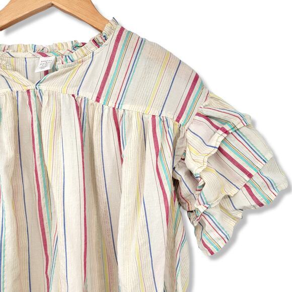 Peyton & Parker Girls Peasant‎ Top Multicolor Stripe Ruffle Short Sleeve L 14 - Picture 5 of 12
